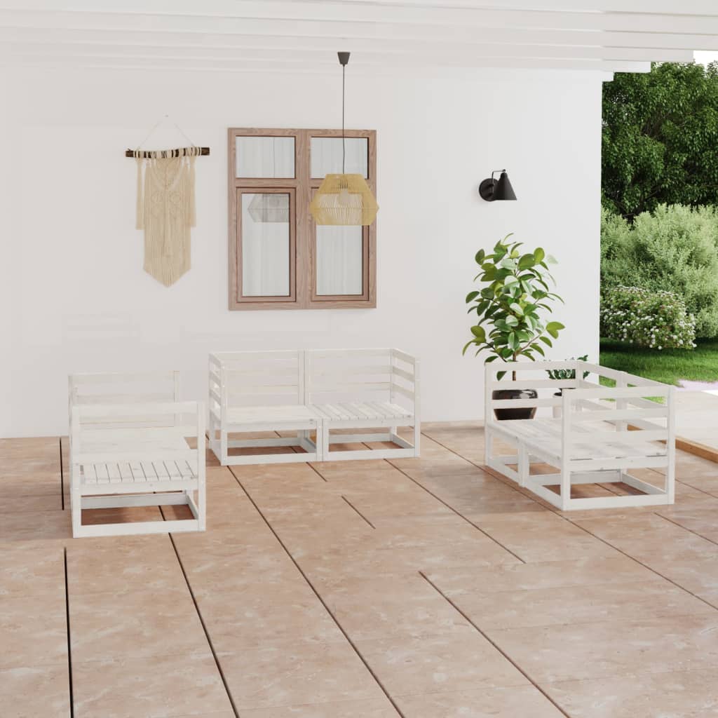 6 Piece Garden Lounge Set Solid Pinewood