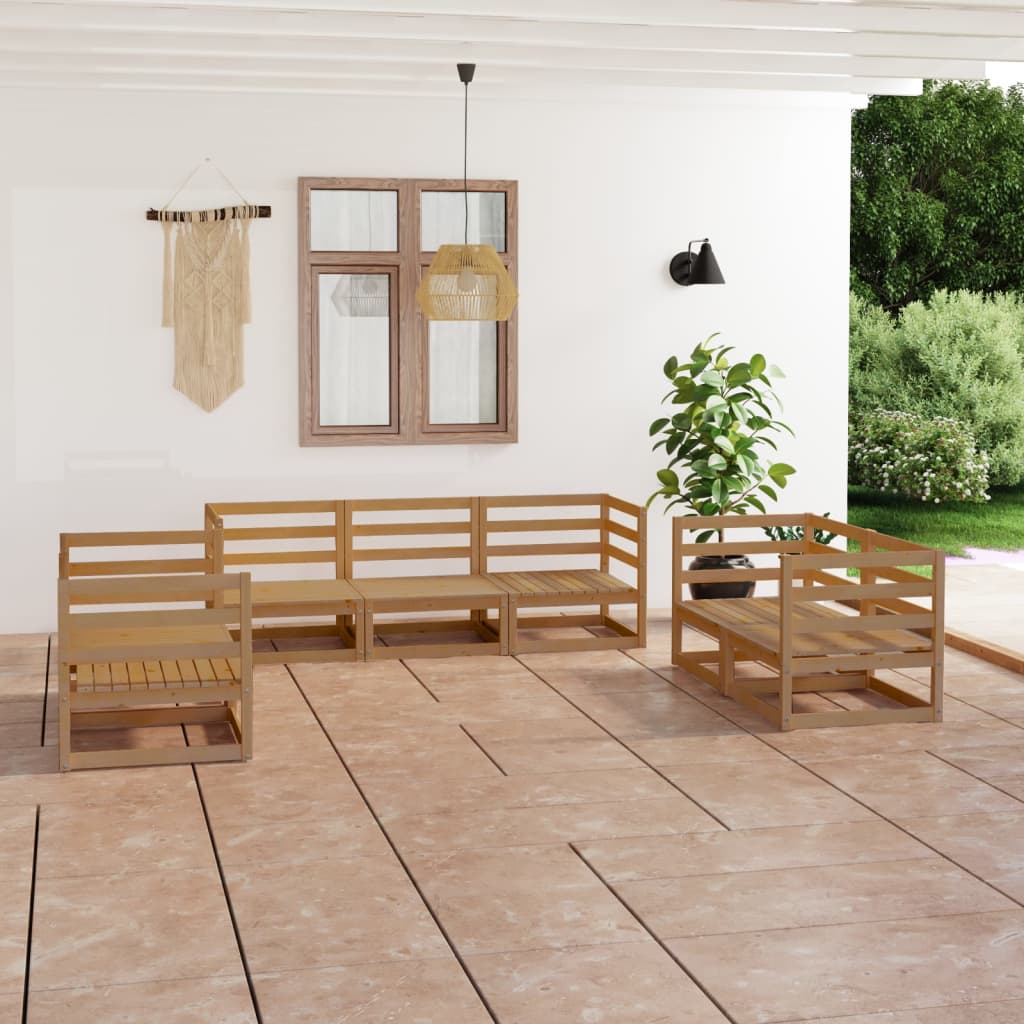 7 Piece Garden Lounge Set Solid Pinewood