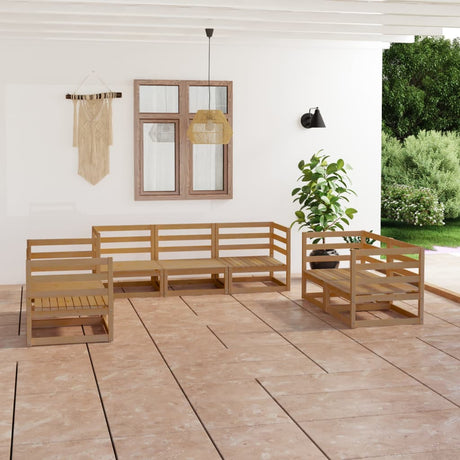 7 Piece Garden Lounge Set Solid Pinewood