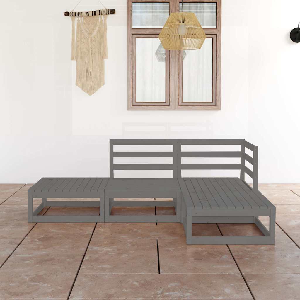 4 Piece Garden Lounge Set Solid Wood Pine