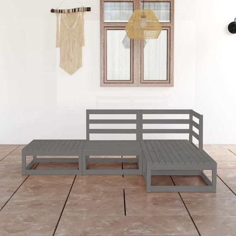 4 Piece Garden Lounge Set Solid Wood Pine
