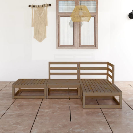 4 Piece Garden Lounge Set Solid Wood Pine