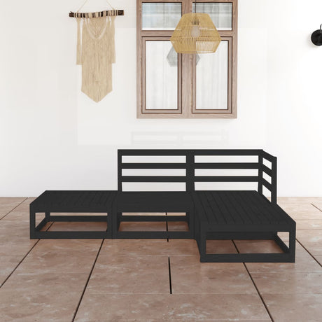 4 Piece Garden Lounge Set Solid Wood Pine