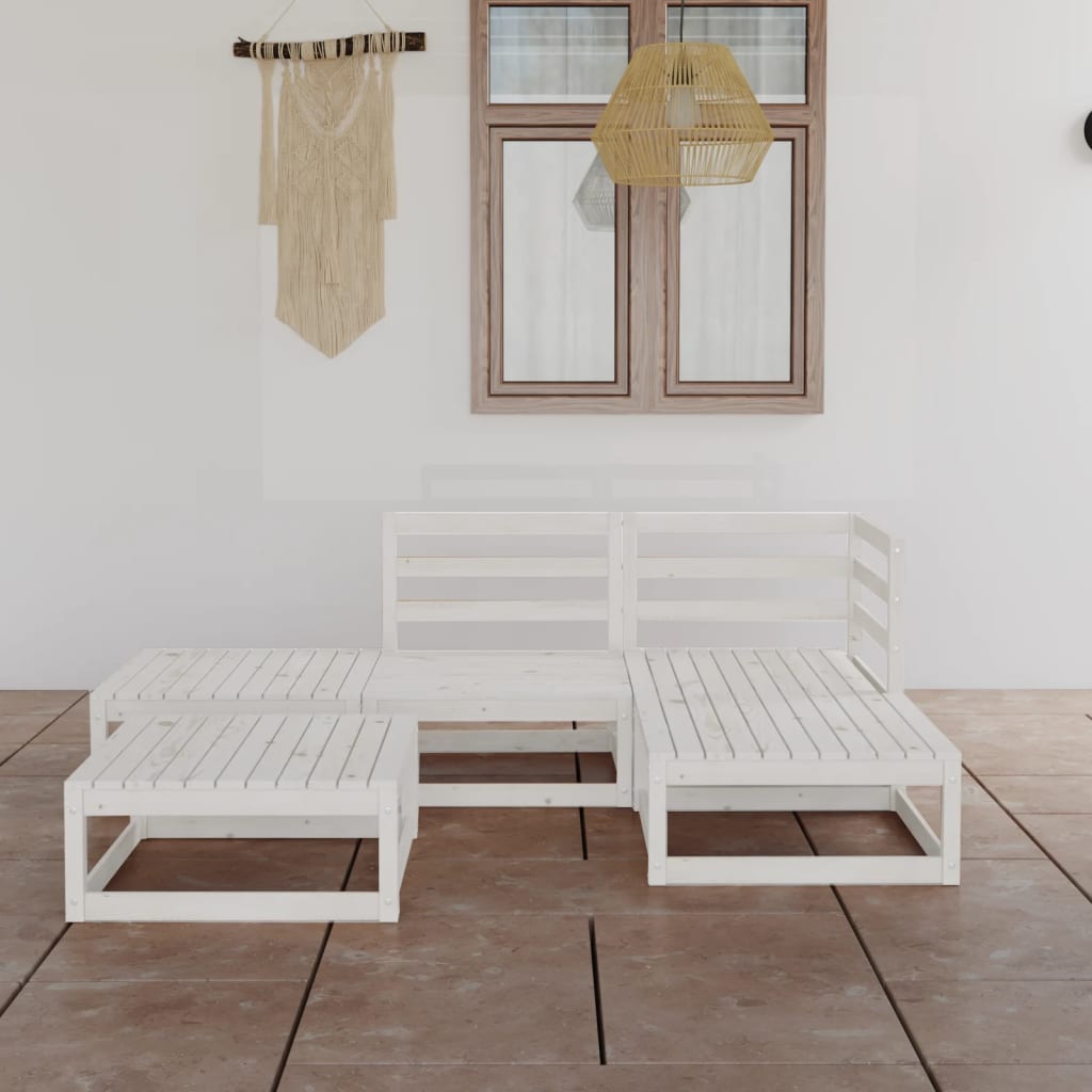 5 Piece Garden Lounge Set Solid Wood Pine