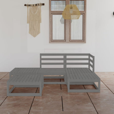 5 Piece Garden Lounge Set Solid Wood Pine