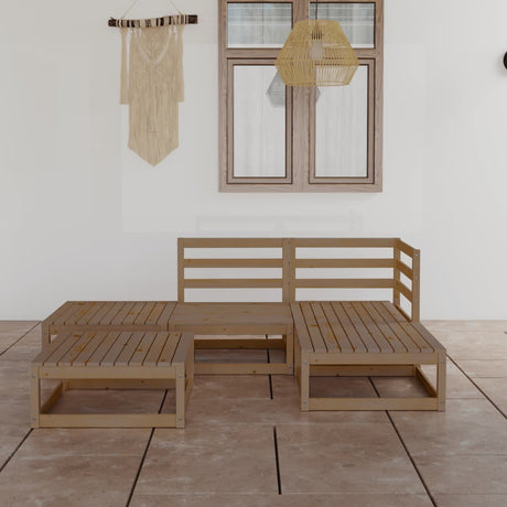 5 Piece Garden Lounge Set Solid Wood Pine
