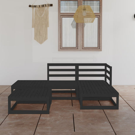 5 Piece Garden Lounge Set Solid Wood Pine