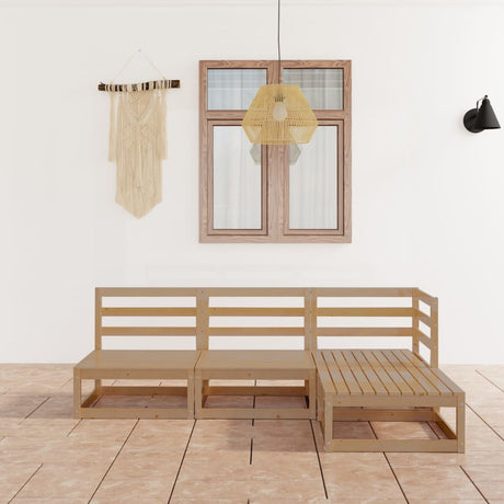 4 Piece Garden Lounge Set Solid Wood Pine