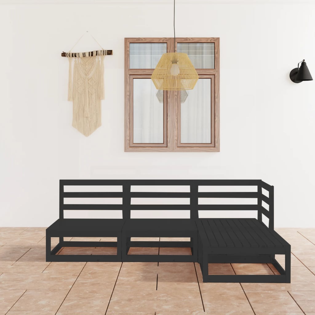 4 Piece Garden Lounge Set Solid Wood Pine