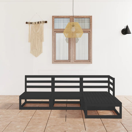 4 Piece Garden Lounge Set Solid Wood Pine