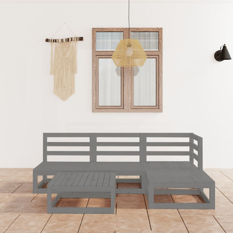 5 Piece Garden Lounge Set Solid Wood Pine