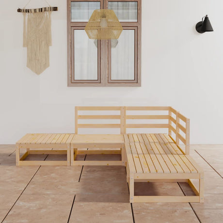 5 Piece Garden Lounge Set Solid Wood Pine