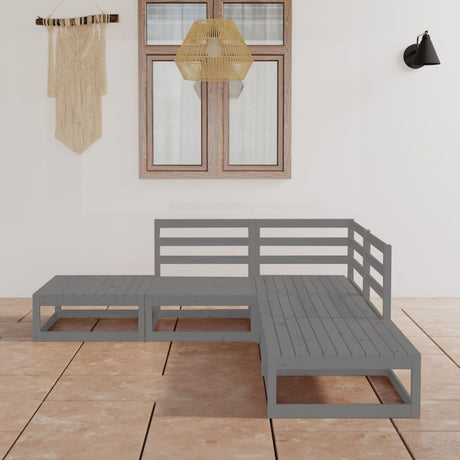5 Piece Garden Lounge Set Solid Wood Pine