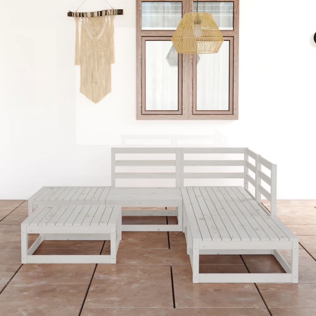 6 Piece Garden Lounge Set Solid Wood Pine