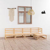 5 Piece Garden Lounge Set Solid Wood Pine