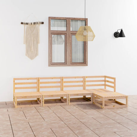 5 Piece Garden Lounge Set Solid Wood Pine