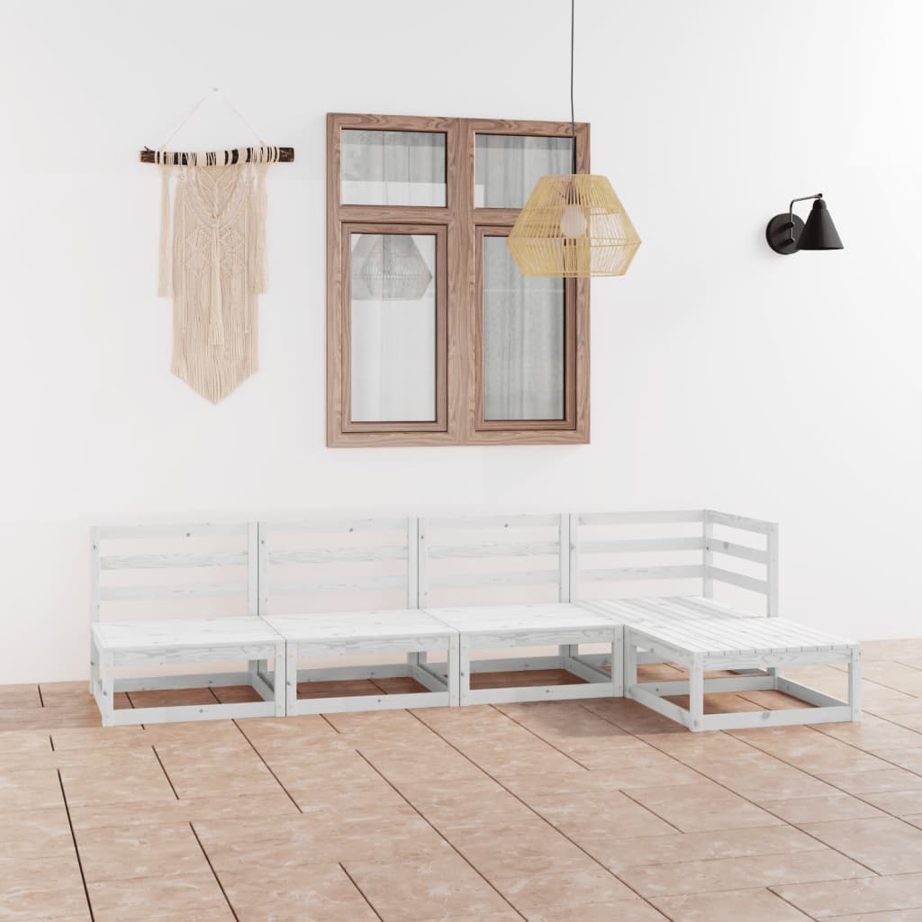 5 Piece Garden Lounge Set Solid Wood Pine