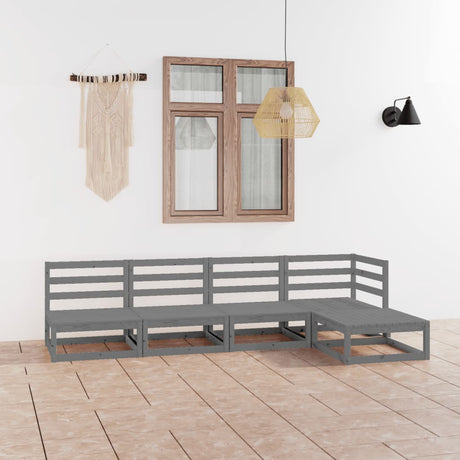 5 Piece Garden Lounge Set Solid Wood Pine