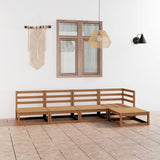 5 Piece Garden Lounge Set Solid Wood Pine