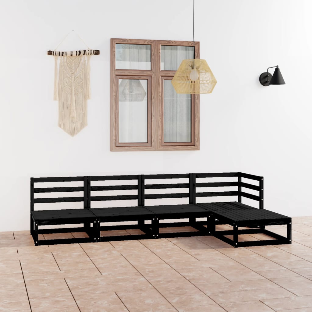 5 Piece Garden Lounge Set Solid Wood Pine