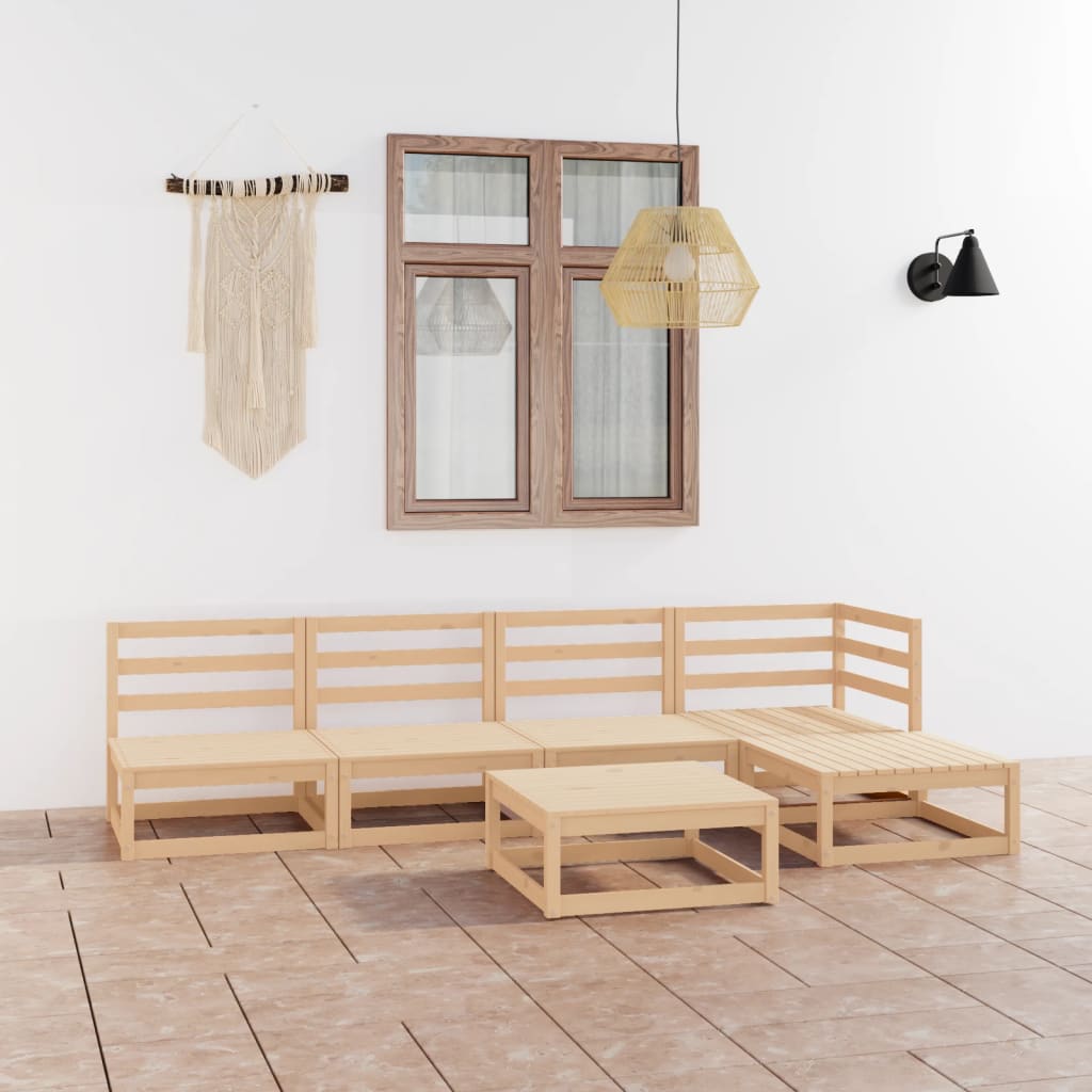 6 Piece Garden Lounge Set Solid Wood Pine