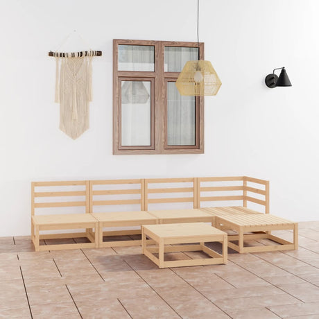 6 Piece Garden Lounge Set Solid Wood Pine