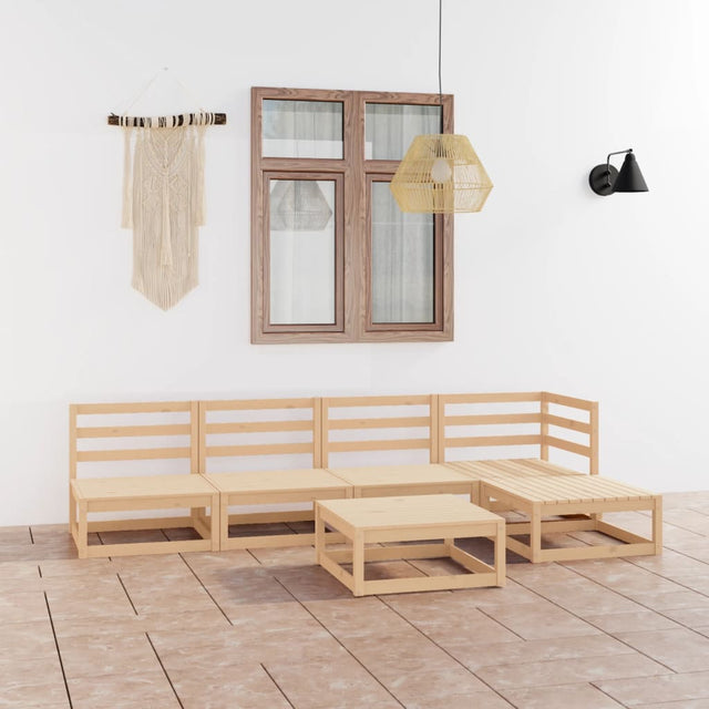 6 Piece Garden Lounge Set Solid Wood Pine