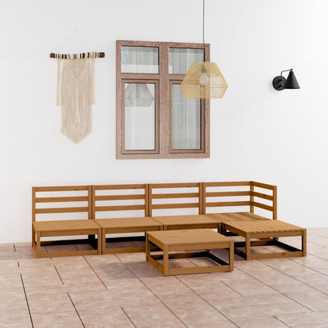 6 Piece Garden Lounge Set Solid Wood Pine