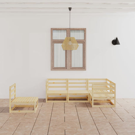 5 Piece Garden Lounge Set Solid Wood Pine