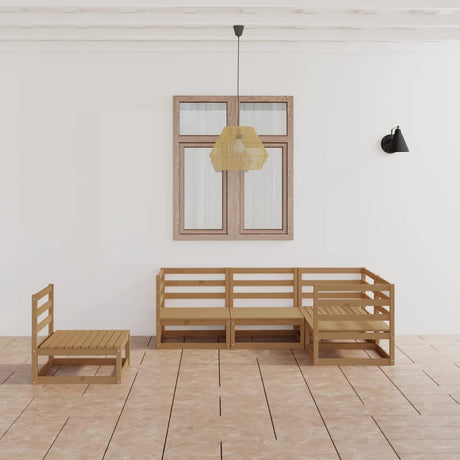 5 Piece Garden Lounge Set Solid Wood Pine