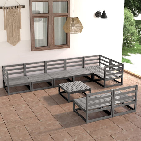 9 Piece Garden Lounge Set Solid Pinewood