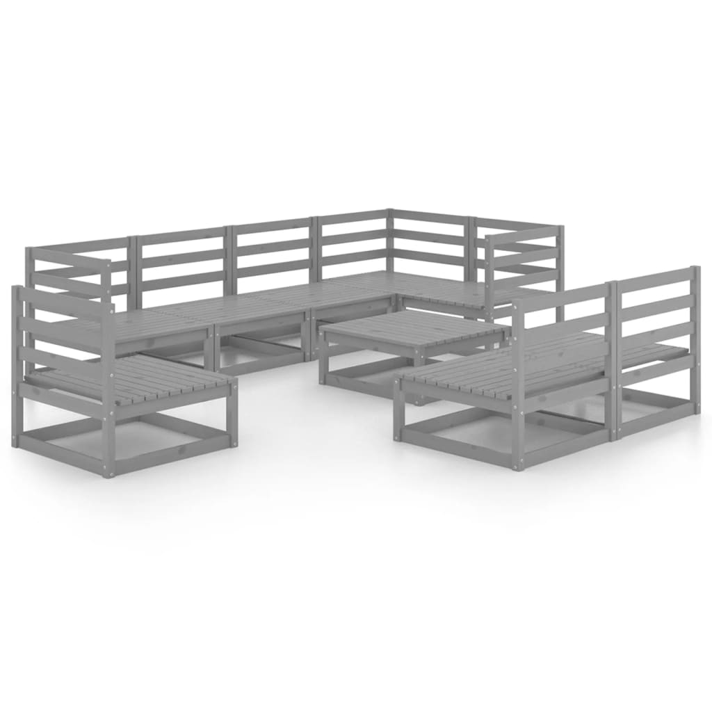 9 Piece Garden Lounge Set Solid Pinewood