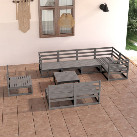9 Piece Garden Lounge Set Solid Pinewood