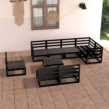 9 Piece Garden Lounge Set Solid Pinewood