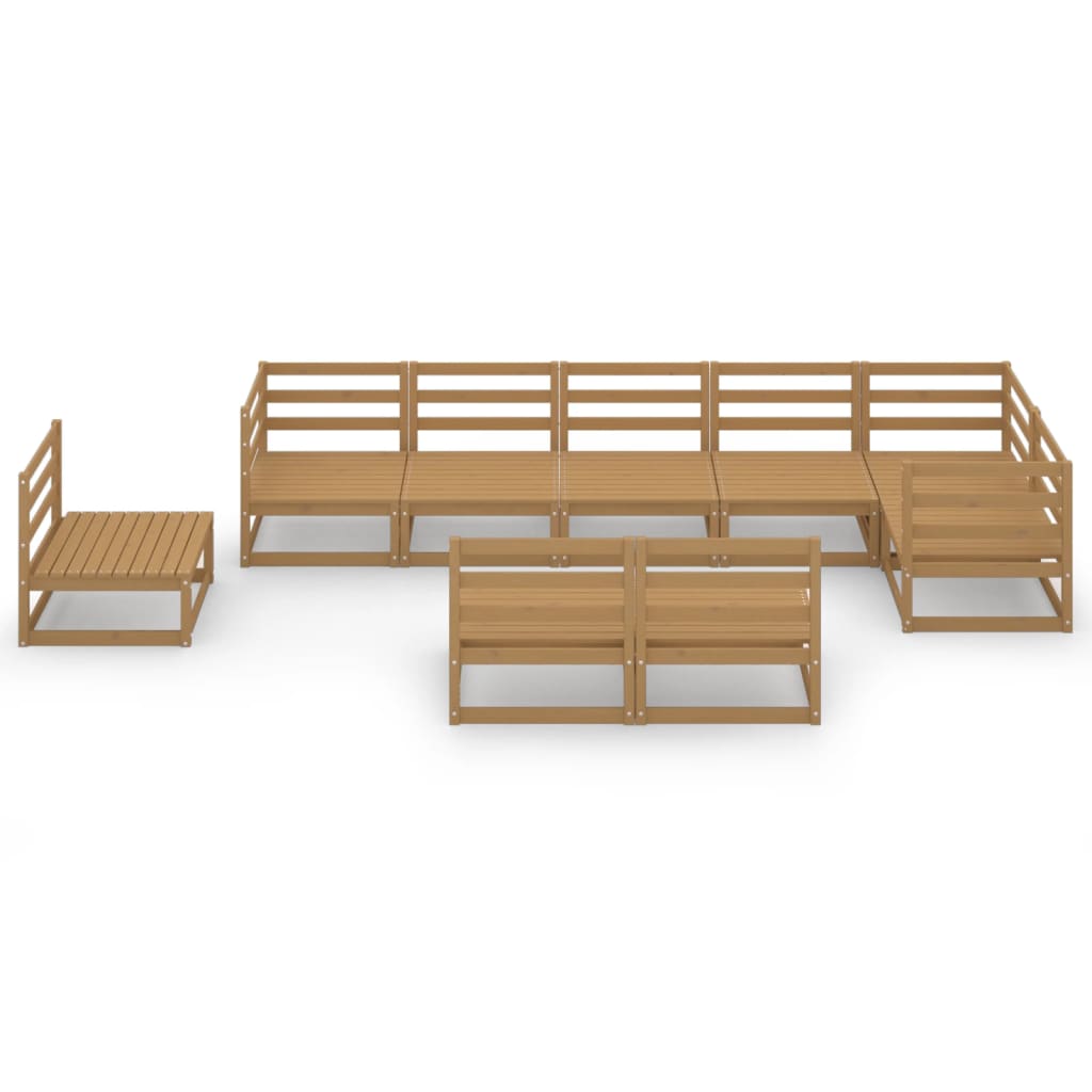 9 Piece Garden Lounge Set Solid Pinewood