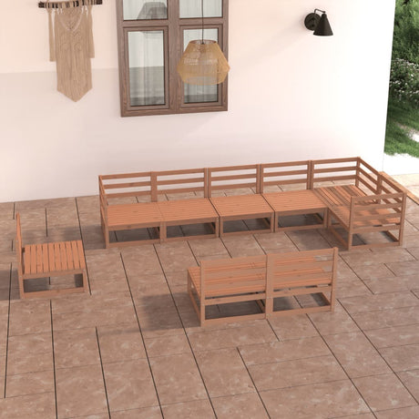 9 Piece Garden Lounge Set Solid Pinewood