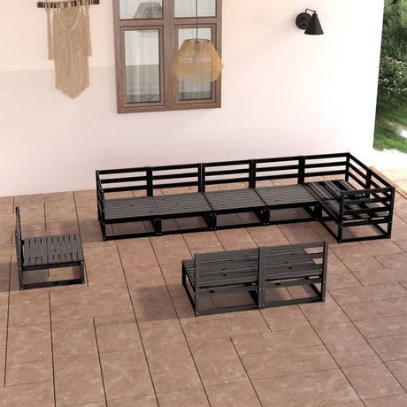 9 Piece Garden Lounge Set Solid Pinewood