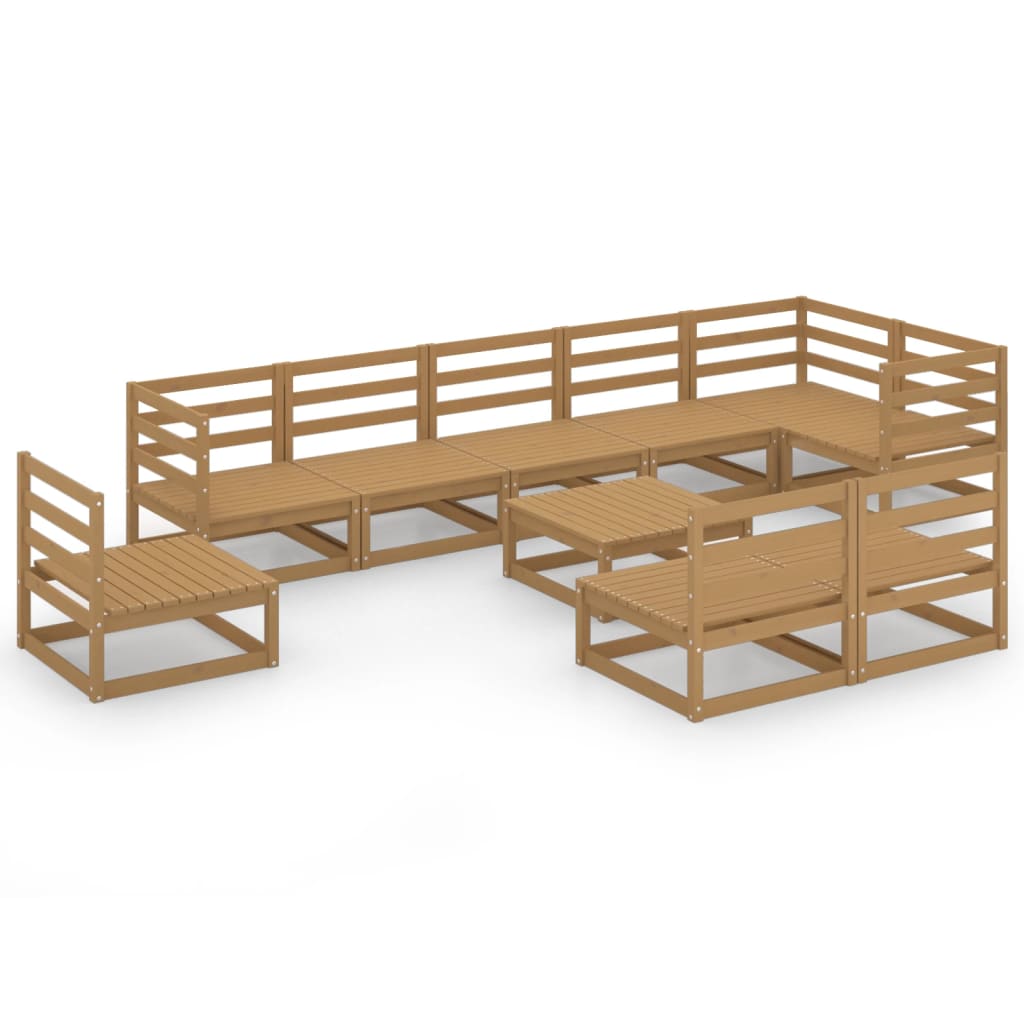 10 Piece Garden Lounge Set Solid Pinewood