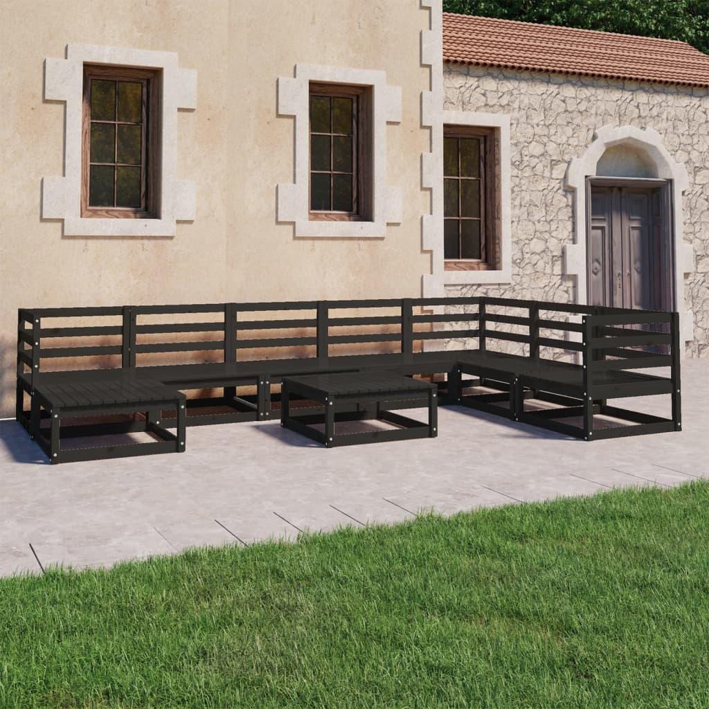 9 Piece Garden Lounge Set Solid Wood Pine