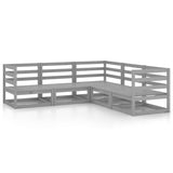 5 Piece Garden Lounge Set Grey Solid Wood Pine