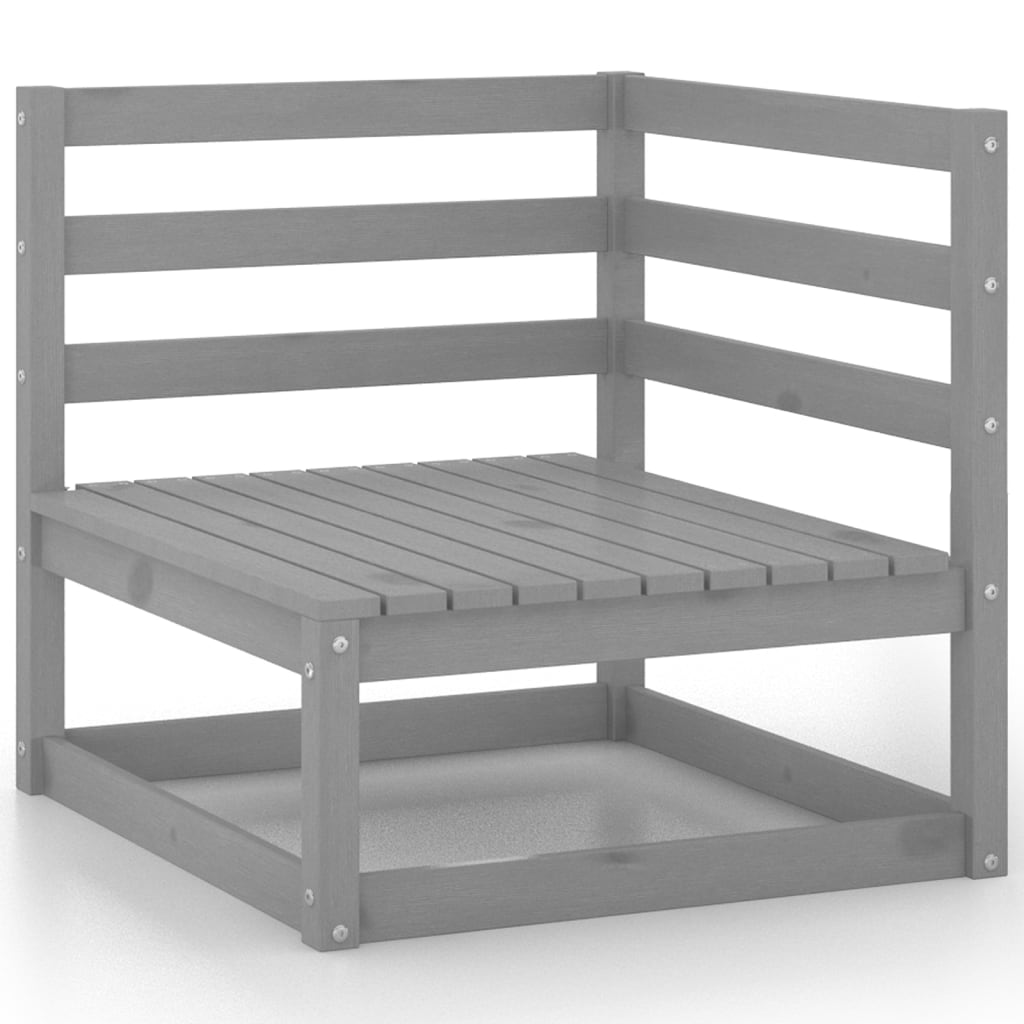 5 Piece Garden Lounge Set Grey Solid Wood Pine