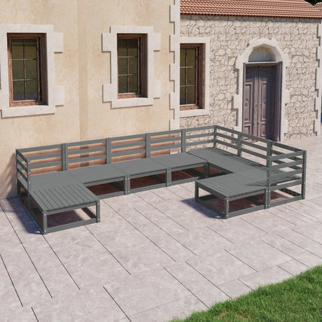 9 Piece Garden Lounge Set Solid Pinewood