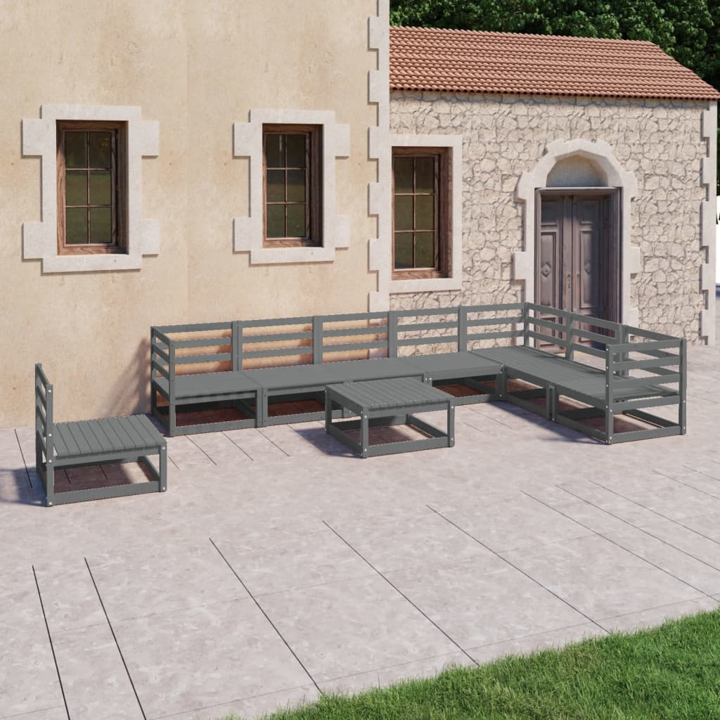 9 Piece Garden Lounge Set Solid Pinewood