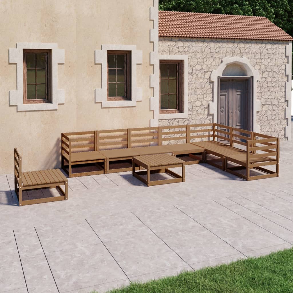 9 Piece Garden Lounge Set Solid Pinewood