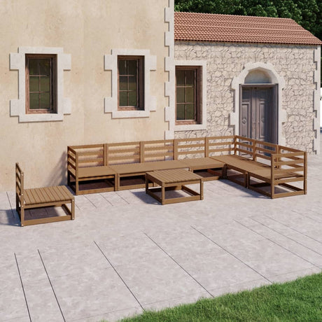 9 Piece Garden Lounge Set Solid Pinewood