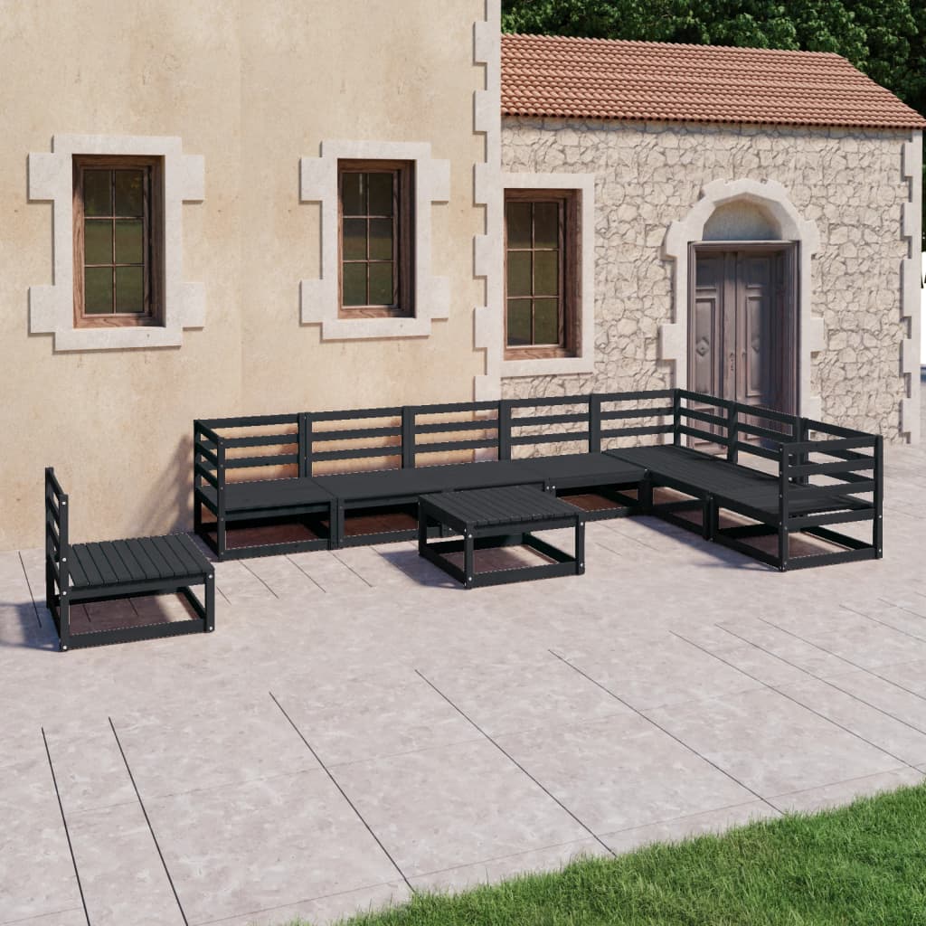 9 Piece Garden Lounge Set Solid Pinewood