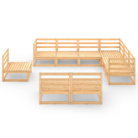 9 Piece Garden Lounge Set Solid Pinewood