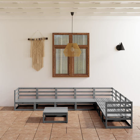 9 Piece Garden Lounge Set Solid Pinewood