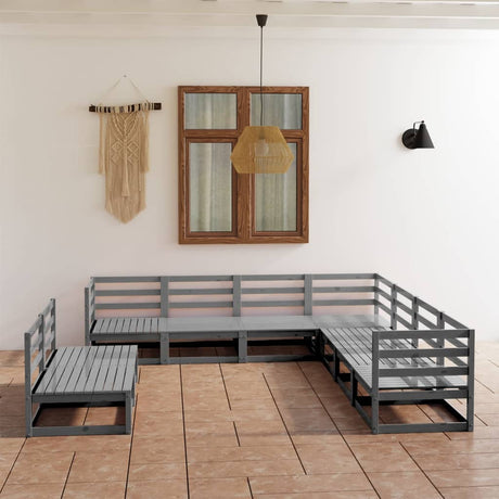 9 Piece Garden Lounge Set Solid Pinewood