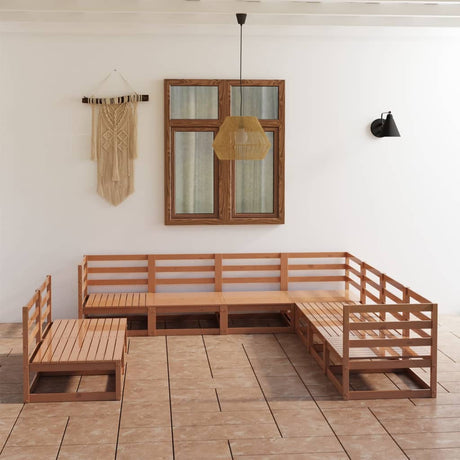 9 Piece Garden Lounge Set Solid Pinewood